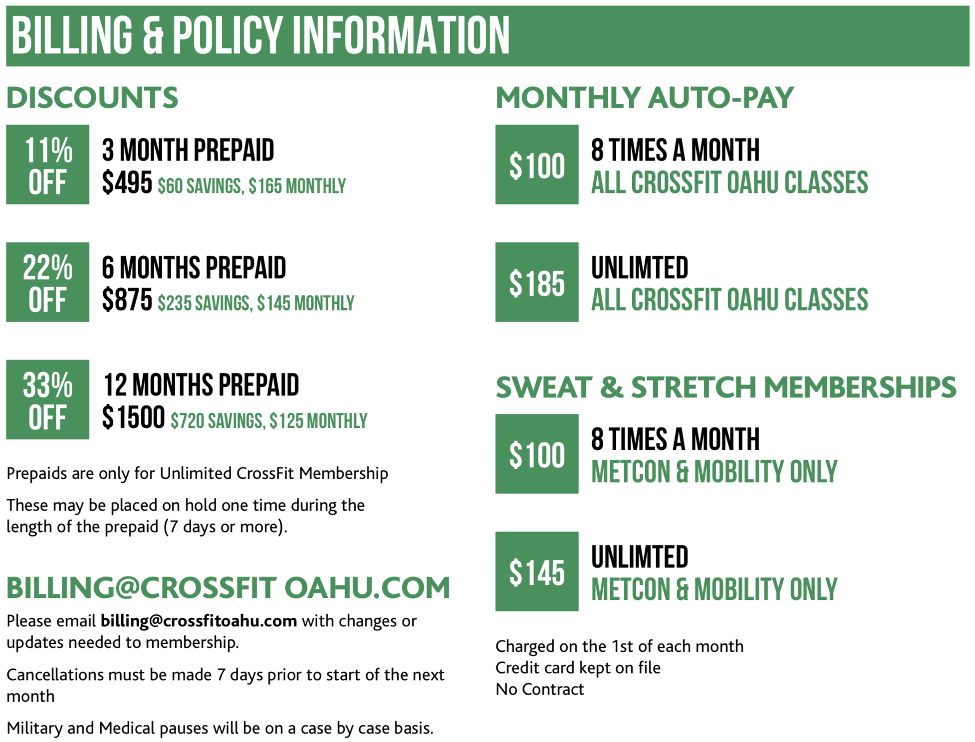 Membership Options CrossFit Oahu